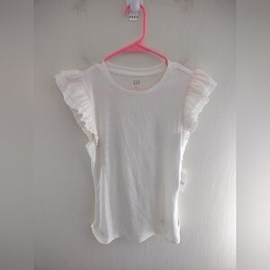 Gap Sleeveless Ribbed Ruffle Top Medium‎ Ivory Frost Lightweight Casual Feminine